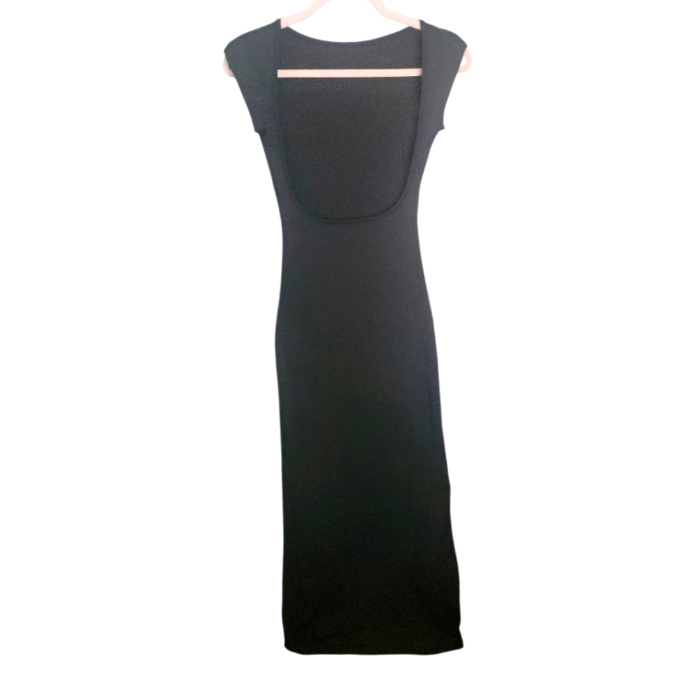 MICAS Backless Bodycon Midi Dress Black Cap Sleeve Size SM NWT - Picture 6 of 11